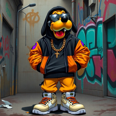 Digital Arts titled "Pluto’s Hood Game" by Cronos, Original Artwork, Digital Painting Mounted on Aluminium