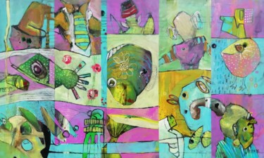 Pintura intitulada "Abstract fragments 8" por Francisco Santos, Obras de arte originais, Acrílico
