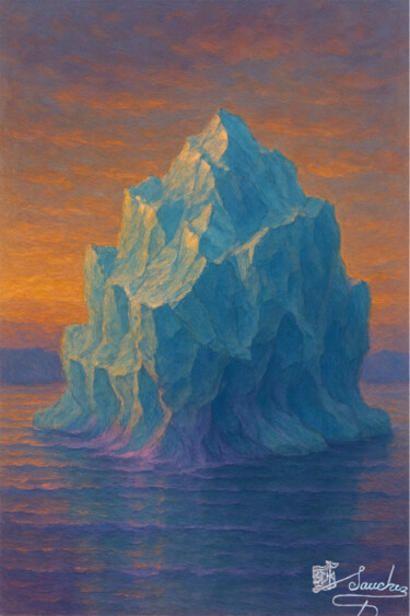 Schilderij getiteld "Scarlet Iceberg" door Elio Segundo Sanchez, Origineel Kunstwerk, Olie