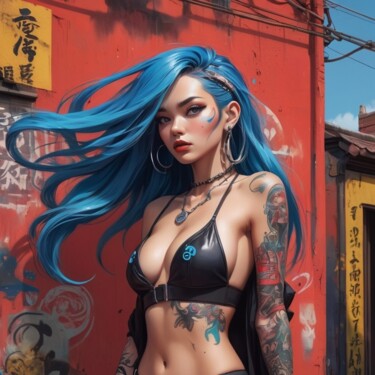 Digital Arts titled "Voltage Rising" by Cronos, Original Artwork, Digital Painting Mounted on Aluminium