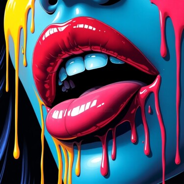 Meltdown Kiss Artes digitais intitulada "Meltdown Kiss" por Cronos, Obras de arte originais, Pintura digital Montado em Alumínio