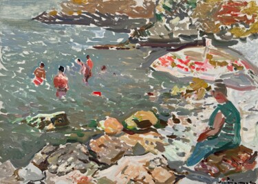 绘画 标题为“Día de playa, Costa…” 由Josep Puigdengolas, 原创艺术品, 油 安装在木板上