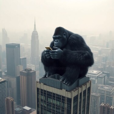 Modern Kong "Modern Kong" başlıklı Dijital Sanat Cronos tarafından, Orijinal sanat, Dijital baskı Alüminyum üzerine monte edilmiş