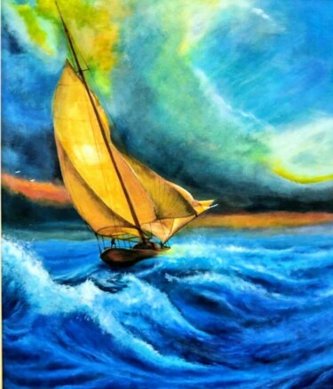 Pintura intitulada "航海" por Masaharu Kotake (MASA), Obras de arte originais, Acrílico
