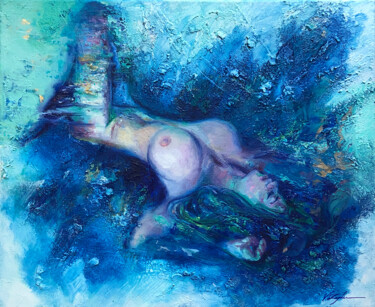 「Blue night.」というタイトルの絵画 Viacheslav Zaykinによって, オリジナルのアートワーク, オイル