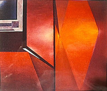 Schilderij getiteld "Reflexo" door Galvão, Origineel Kunstwerk, Olie Gemonteerd op Frame voor houten brancard