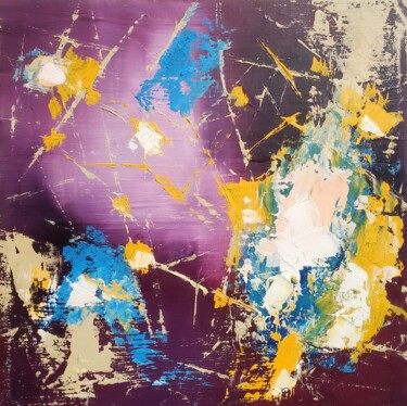 Painting titled "FLEETING  MOMENTS  6" by Maggie Romanovici, Original Artwork, Oil Mounted on Wood Stretcher frame