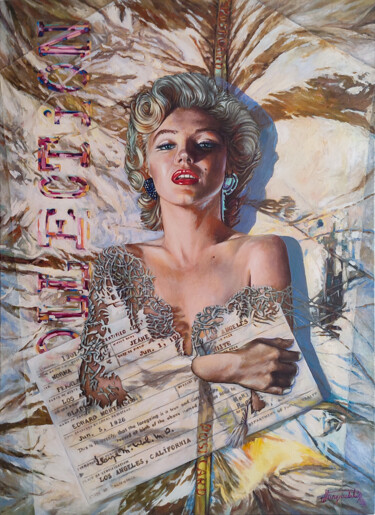 Marilyn Monroe - Supreme Moment Schilderij getiteld "Marilyn Monroe - Su…" door Fatih Sungurtekin, Origineel Kunstwerk, Olie Gemonteerd op Frame voor houten…