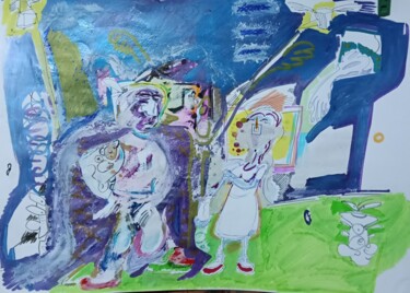 Painting titled "Escena del manicomio" by Adrian Dordelly, Original Artwork, Airbrush
