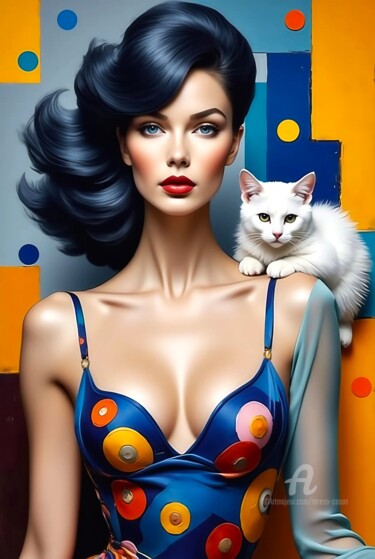 Arte digitale intitolato "37-Fantasy woman po…" da Teresa Casas, Opera d'arte originale, Immagine generata dall'IA
