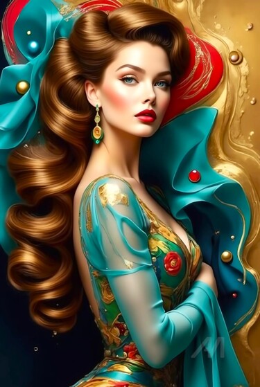 数字艺术 标题为“38-Fantasy woman po…” 由Teresa Casas, 原创艺术品, AI生成的图像