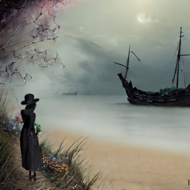 Digital Arts titled "Gloomy landscape an…" by Meahau, Original Artwork, AI generated image
