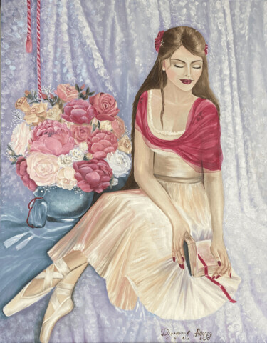 Pittura intitolato "Romantic Girl" da Nadzeya Dzemianchuk, Opera d'arte originale, Olio Montato su Telaio per barella in leg…
