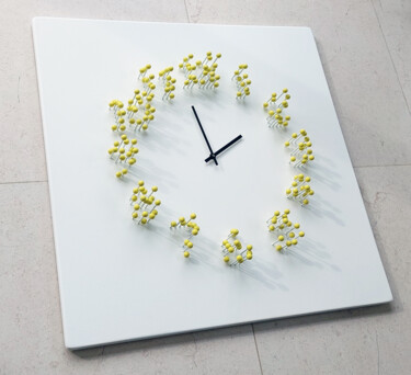 MOCAP (white yellow) illusionistic wall clock/wallsculpture Design titled "MOCAP (white yellow…" by Jan Paul, Original Artwork, Accessories