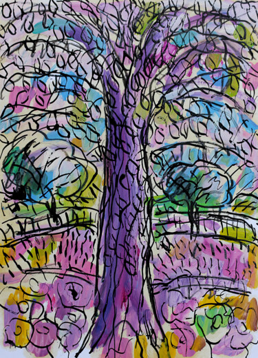 Pintura intitulada "Châtaignier" por Jean Mirre, Obras de arte originais, Óleo