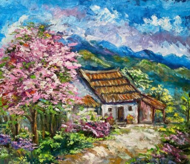 Pintura intitulada "Літній дворик" por Oksana Almiz, Obras de arte originais, Óleo