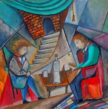 Картина под названием "cubism oil painting…" - Julia Ozerova, Подлинное произведение искусства, Масло Установлен на Деревянн…