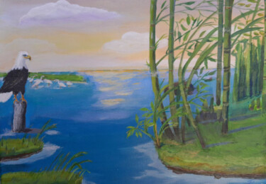 Painting titled "The eagle is restin…" by Fa Ley, Original Artwork, Acrylic