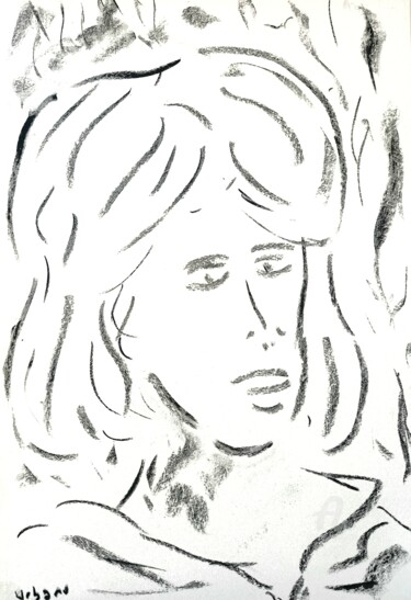 图画 标题为“Portrait Pascaline.” 由Roberto Urbano, 原创艺术品, 木炭