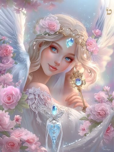 数字艺术 标题为“Angel of Youth” 由Asnat Unnger, 原创艺术品, 数字油画