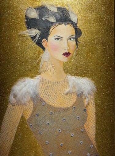 Painting titled "Sous le charme du P…" by Marianelli.Art, Original Artwork, Oil Mounted on Wood Stretcher frame