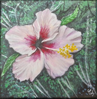 Pintura titulada "Hibiscus rose" por Caly, Obra de arte original, Acrílico Montado en Bastidor de camilla de madera