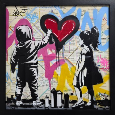 Schilderij getiteld "Kid4Ever" door Nacks, Origineel Kunstwerk, Acryl Gemonteerd op Andere stijve panelen