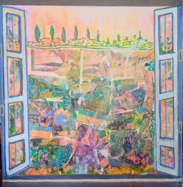 Κολάζ με τίτλο "Dreaming landscape" από Nalini Shanthi Cook, Αυθεντικά έργα τέχνης, Ακρυλικό Τοποθετήθηκε στο Ξύλινο φορείο…