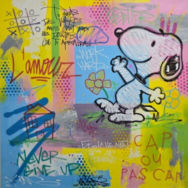 Pintura intitulada "Câlins" por Nacks, Obras de arte originais, Acrílico Montado em Armação em madeira