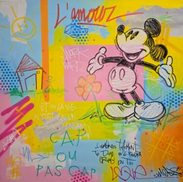 Schilderij getiteld "La Joie" door Nacks, Origineel Kunstwerk, Acryl Gemonteerd op Frame voor houten brancard