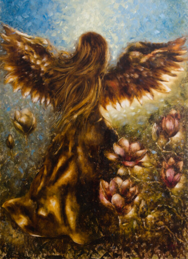 绘画 标题为“Greeting the dawn” 由Svetlana Petruša, 原创艺术品, 油 安装在木质担架架上
