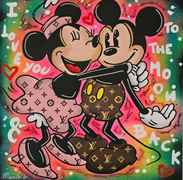 I love you to the moon & back - Minnie & Mickey Mouse "I love you to the m…" başlıklı Tablo Luana Muntoni (MunLu) tarafından, Orijinal sanat, Akrilik