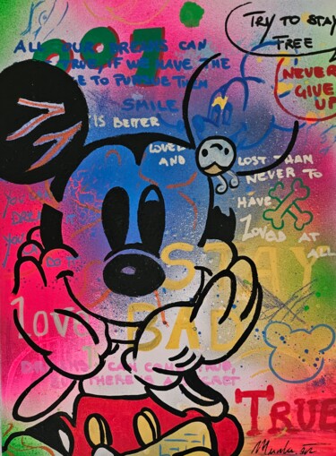 Pittura intitolato "Mickey Mouse Steeet…" da Luana Muntoni (MunLu), Opera d'arte originale, Acrilico