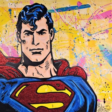绘画 标题为“Superman” 由Nacks, 原创艺术品, 丙烯 安装在木质担架架上