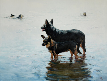 「Dog fate」というタイトルの絵画 Oleg Kateryniukによって, オリジナルのアートワーク, オイル ウッドストレッチャーフレームにマウント
