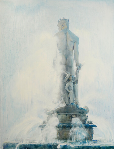 Pittura intitolato "Fountain Neptuno" da Oleg Kateryniuk, Opera d'arte originale, Olio Montato su Telaio per barella in legno