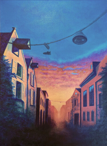Groningen – Acrylic Cityscape Painting titled "Groningen – Acrylic…" by Nataliia Khoruzhenko, Original Artwork, Acrylic Mounted on Wood Stretcher frame