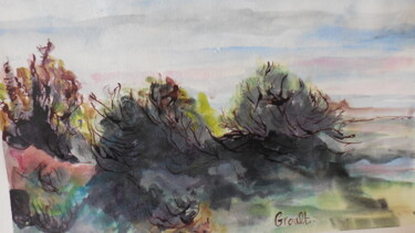 Peinture intitulée "au pays imaginaire" par Mathilde Groult, Œuvre d'art originale, Aquarelle
