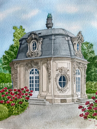 Schilderij getiteld "The Pavillon Louis…" door Sasha Solomon, Origineel Kunstwerk, Aquarel