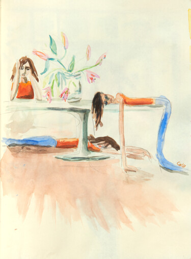Dessin intitulée "ME MYSELF AND I" par Corinthia Dream, Œuvre d'art originale, Aquarelle