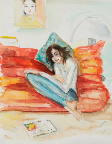 Dessin intitulée "Waiting for my life" par Corinthia Dream, Œuvre d'art originale, Aquarelle