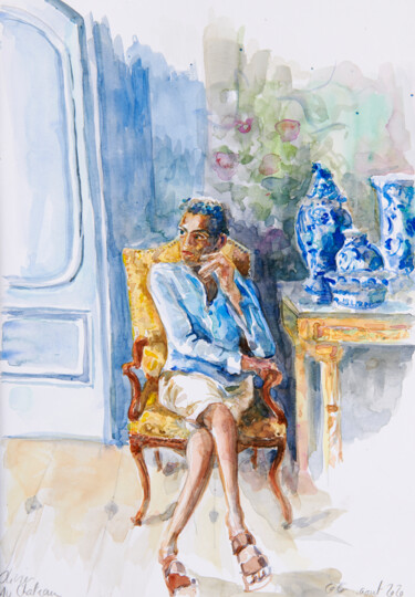 Dessin intitulée "Regarder Vers la Lu…" par Corinthia Dream, Œuvre d'art originale, Aquarelle