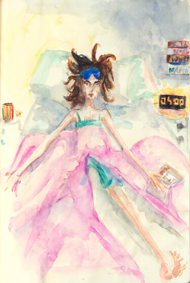 Dessin intitulée "TOO MUCH NOISE IN M…" par Corinthia Dream, Œuvre d'art originale, Aquarelle