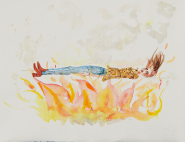 Dessin intitulée "A petit feu" par Corinthia Dream, Œuvre d'art originale, Aquarelle