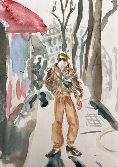 Dessin intitulée "République, Paris,…" par Corinthia Dream, Œuvre d'art originale, Aquarelle