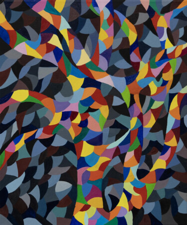 Painting titled "Mon Chêne nuit " by Béji Artmoz, Original Artwork, Oil