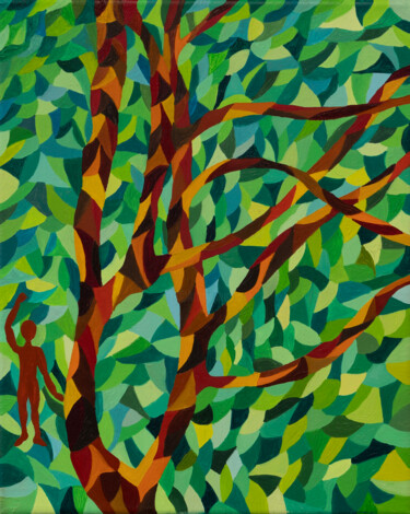 Painting titled "Morne Courbaril " by Béji Artmoz, Original Artwork, Oil
