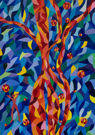 Painting titled "Essence-Naissance " by Béji Artmoz, Original Artwork, Oil