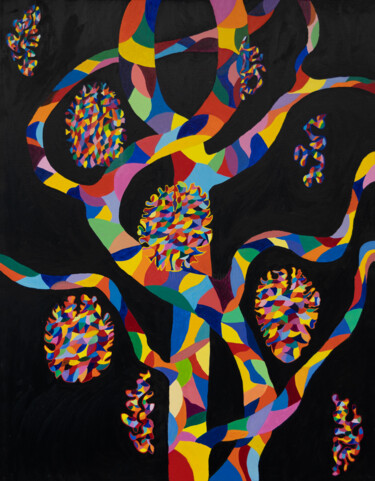Painting titled "L'Arbre Vie " by Béji Artmoz, Original Artwork, Oil