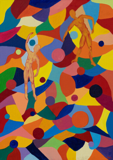 Painting titled "Evocation/Ivoukatyo…" by Béji Artmoz, Original Artwork, Oil